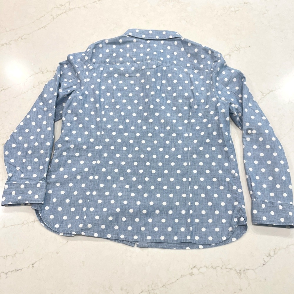 Tommy Hilfiger Button Up Shirt Womens XL Blue Cotton Polka Dot Chambray Roll Tab - Picture 3 of 9